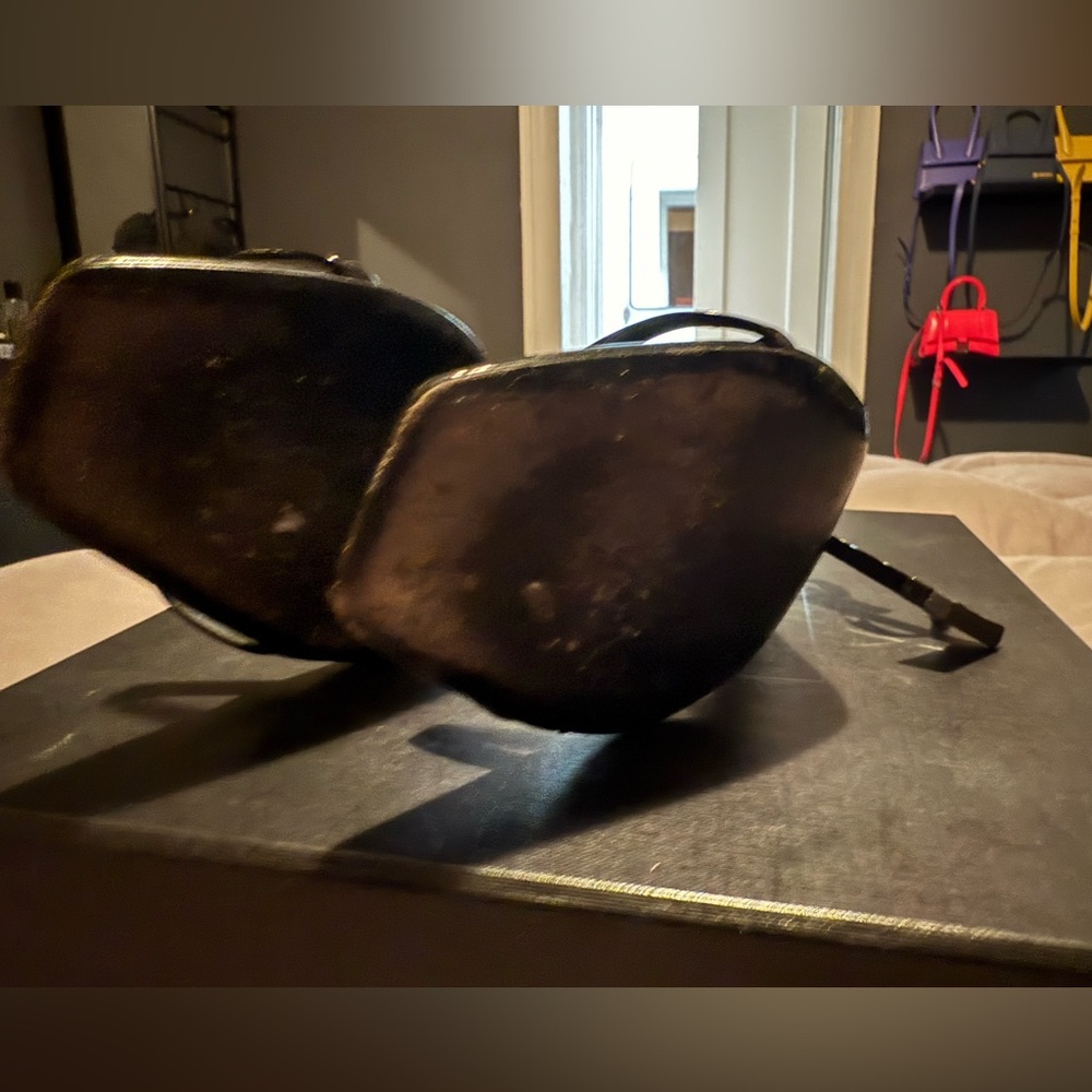 Saint Laurent Black YSL Logo-Heel Sandals - Picture 6 of 11